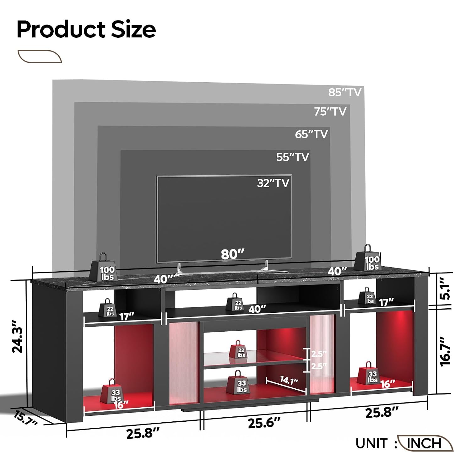Mobile TV da 80 Pollici, Centr - Gaming Console Tv Stand recensione e prezzo