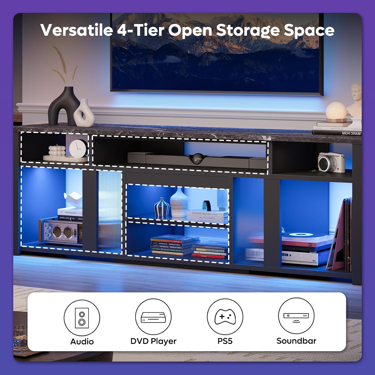 Mobile TV da 80 Pollici, Centr - Gaming Console Tv Stand recensione e prezzo