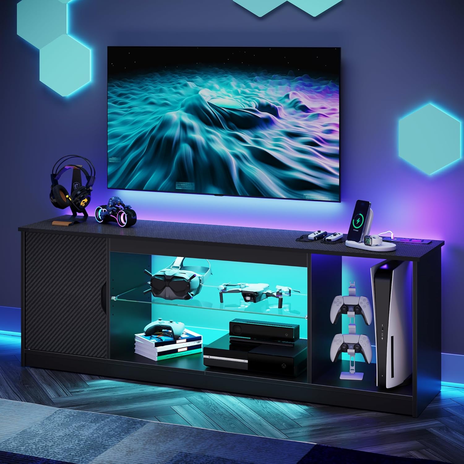 Mobile TV con prese di corrent - Gaming Console Tv Stand recensione e prezzo