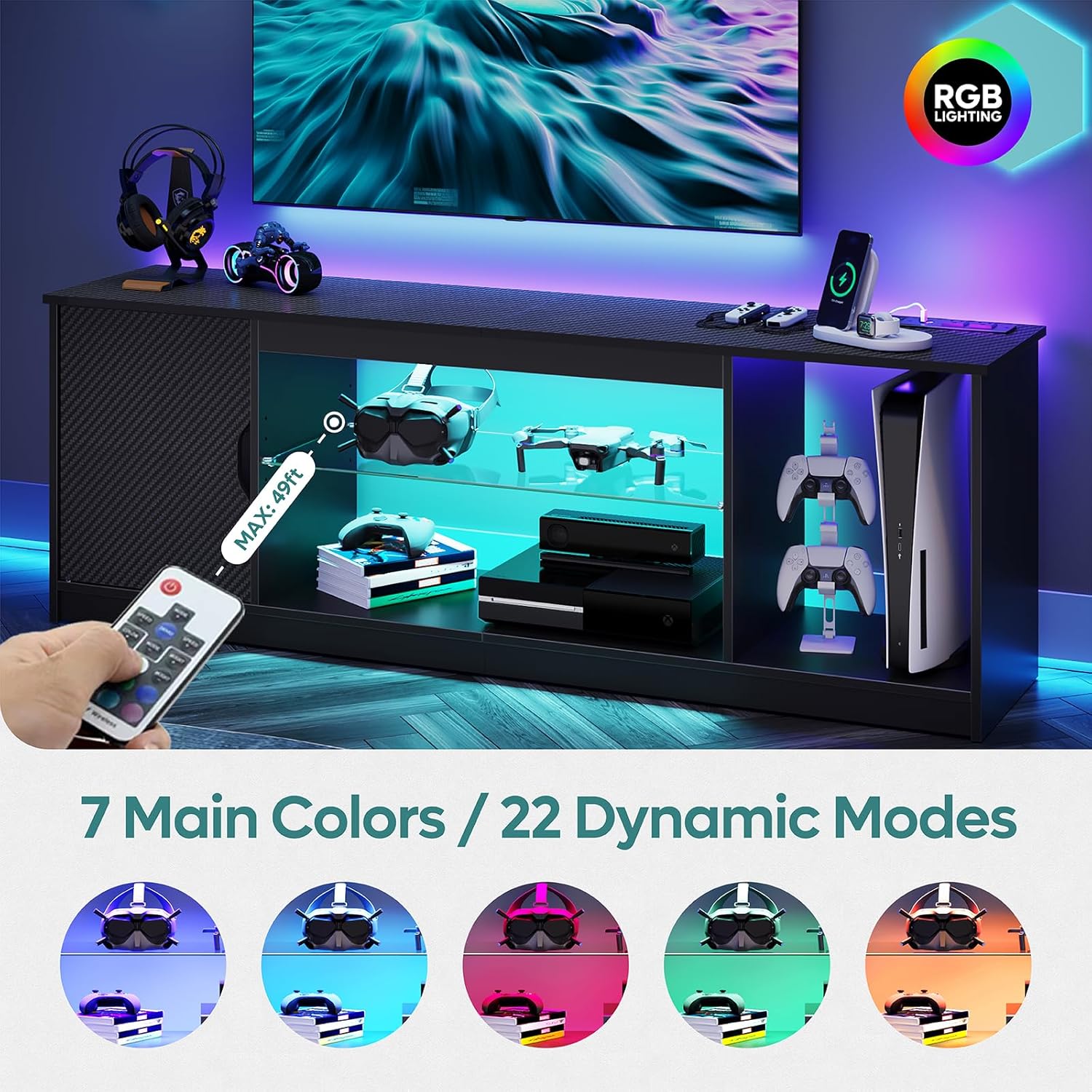 Mobile TV con prese di corrent - Gaming Console Tv Stand recensione e prezzo