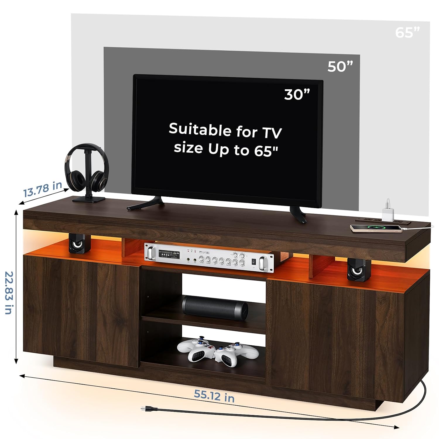 Mobile TV LED con Prese di Cor - Gaming Console Tv Stand recensione e prezzo