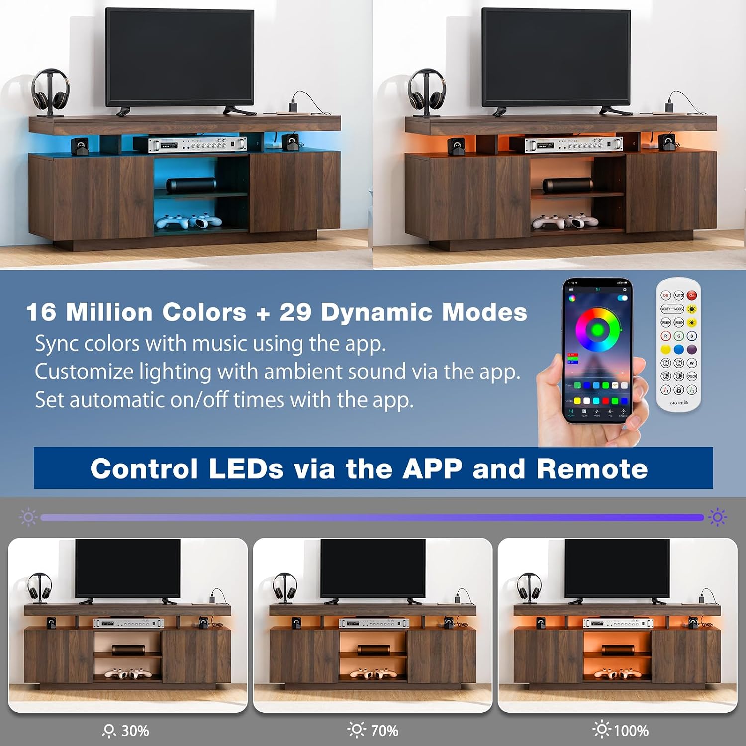 Mobile TV LED con Prese di Cor - Gaming Console Tv Stand recensione e prezzo